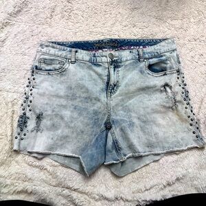 Maurices Distressed Light Blue Jean Shorts